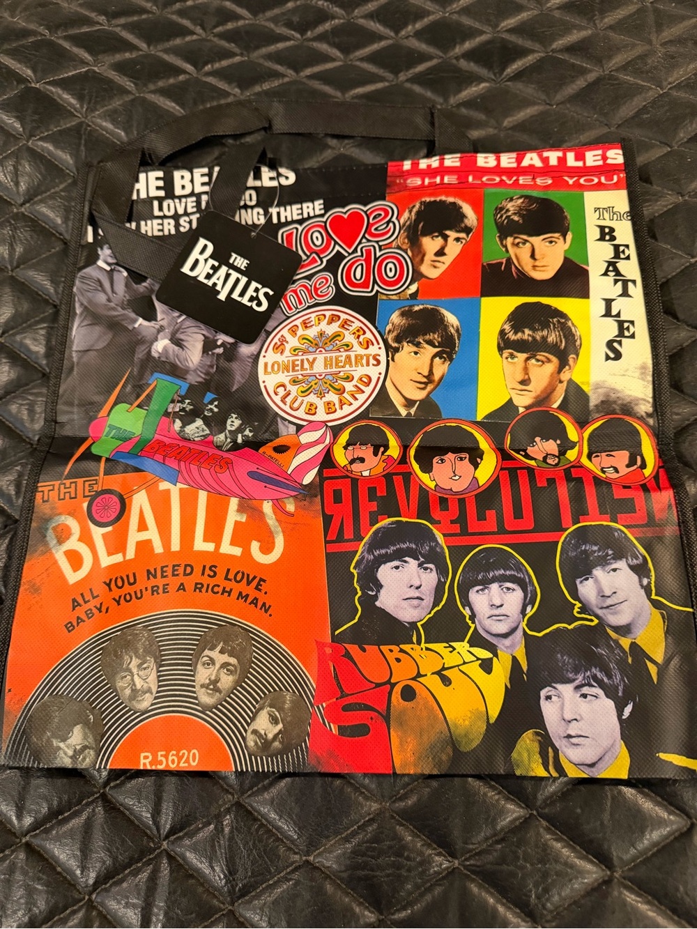 The Beatles- reusable tote bag. Album cover themed. New w/tag. 16”x 12”. $20